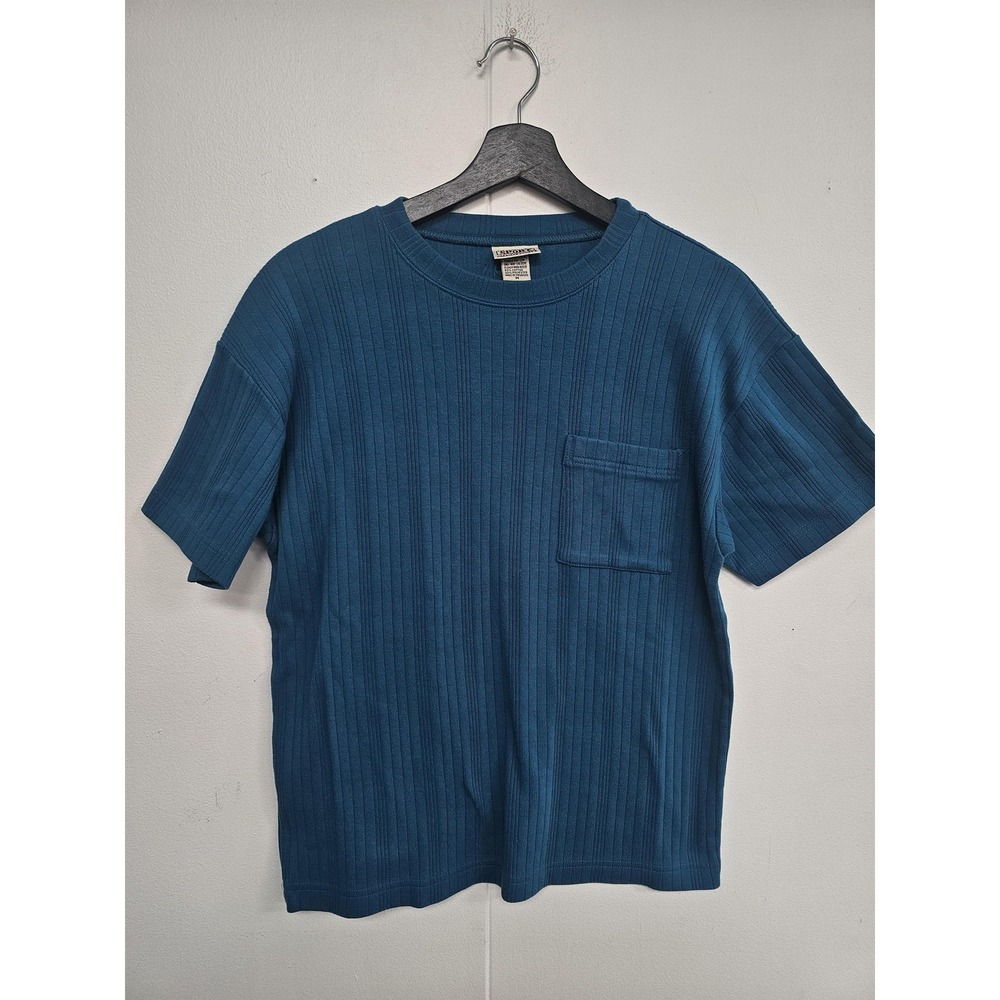 Vintage Carriage Court Shirt Mens Medium Blue Ribbed Pocket‎ Crew Neck 90s